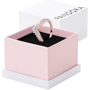 PANDORA Timeless Women's 14k Rose Gold-Plated Princess Sparkling Cubic Zirconia Wishbone Ring, Size 48, No Box PANDORA Timeless Women's 14k Rose Gold-Plated Princess Sparkling Cubic Zirconia Wishbone Ring, Size 48, No Box