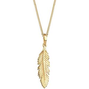 Elli Women's 925 Sterling Silver Gold Plated Xilion Cut with Feather Pendant Necklace 45cm length Elli Women's 925 Sterling Silver Gold Plated Xilion Cut with Feather Pendant Necklace 45cm length