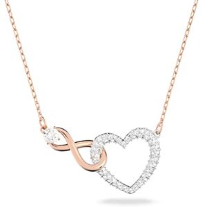 Swarovski Infinity necklace, Infinity and heart, White, Mixed metal finish Swarovski Infinity necklace, Infinity and heart, White, Mixed metal finish