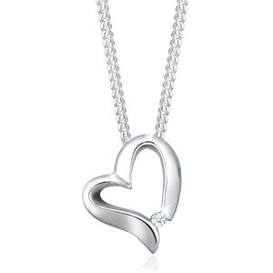 Elli Women Genuine Jewellery Necklace Chain with Pendant Heart Love Friendship Love Token 925 Sterling Silver Diamond 0,02 Carat White Length 45 cm Elli Women Genuine Jewellery Necklace Chain with Pendant Heart Love Friendship Love Token 925 Sterling Silver Diamond 0,02 Carat White Length 45 cm