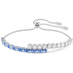 Swarovski Matrix Tennis Bracelet, Blue and Clear Mixed-Cut Crystals in a Rhodium-Finished Setting, Part of the Matrix Collection Swarovski Matrix Tennis Bracelet, Blue and Clear Mixed-Cut Crystals in a Rhodium-Finished Setting, Part of the Matrix Collection