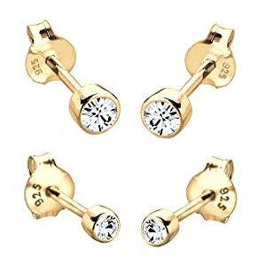Elli Earrings Earrings Basic Studs Crystals in 925 Sterling Silver Gold Plated Elli Earrings Earrings Basic Studs Crystals in 925 Sterling Silver Gold Plated