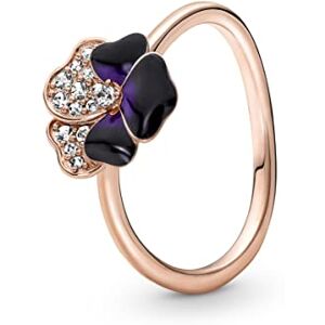 PANDORA Pansy 14k rose gold-plated ring with clear cubic zirconia and shaded blue and violet enamel 180764C01 PANDORA Pansy 14k rose gold-plated ring with clear cubic zirconia and shaded blue and violet enamel 180764C01