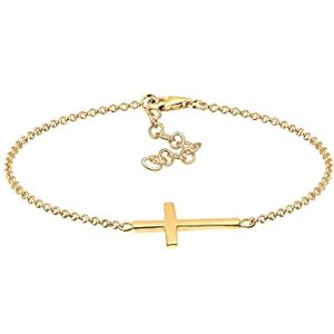 Elli Women's 925 Sterling Silver Gold Plated Cross Bracelet of Length 18 cm Elli Women's 925 Sterling Silver Gold Plated Cross Bracelet of Length 18 cm