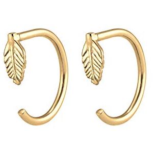 Elli Women Creole Feather Boho 925 Silver Gold Plated Earrings 0302942717 Elli Women Creole Feather Boho 925 Silver Gold Plated Earrings 0302942717
