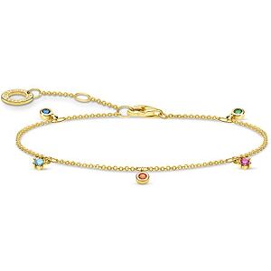 Thomas Sabo Coloured Stones Gold 925 Sterling Silver Bracelet of Length 16-19cm Thomas Sabo Coloured Stones Gold 925 Sterling Silver Bracelet of Length 16-19cm
