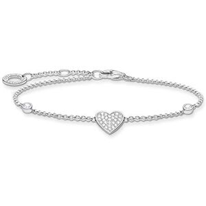 Thomas Sabo Silver Heart Bracelet with Stones 925 Sterling Silver Length 16-19cm Thomas Sabo Silver Heart Bracelet with Stones 925 Sterling Silver Length 16-19cm