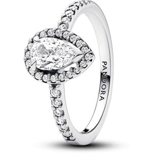 PANDORA Timeless Sterling silver teardrop ring with clear cubic zirconia, 52 PANDORA Timeless Sterling silver teardrop ring with clear cubic zirconia, 52