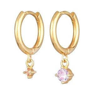 Elli Earrings Ladies Creoles Pendant Solitaire Gold Coloured with Crystals Elli Earrings Ladies Creoles Pendant Solitaire Gold Coloured with Crystals