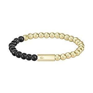 Lacoste Men's SCOTTIE Collection Beaded Bracelet in Yellow Gold with Black Onyx 2040247 Lacoste Men's SCOTTIE Collection Beaded Bracelet in Yellow Gold with Black Onyx 2040247