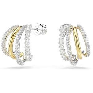 Swarovski Hyperbola Mini Hoop Earrings, Clear Mixed-Cut Stones in Mixed Metal-Finished Settings, Part of the Hyperbola Collection Swarovski Hyperbola Mini Hoop Earrings, Clear Mixed-Cut Stones in Mixed Metal-Finished Settings, Part of the Hyperbola Collection