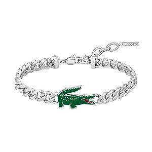Lacoste Men's ARTHOR Collection Chain Bracelet in Stainless Steel with a Crocodile-Shaped Charm 2040226 Lacoste Men's ARTHOR Collection Chain Bracelet in Stainless Steel with a Crocodile-Shaped Charm 2040226