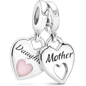 PANDORA Moments Women's Sterling Silver Mother & Daughter Double Heart Split Dangle Charm, No Box PANDORA Moments Women's Sterling Silver Mother & Daughter Double Heart Split Dangle Charm, No Box