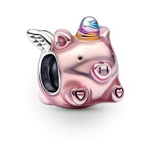 PANDORA Moments Flying pig sterling silver charm with transparent light pink, blue, violet and yellow enamel PANDORA Moments Flying pig sterling silver charm with transparent light pink, blue, violet and yellow enamel