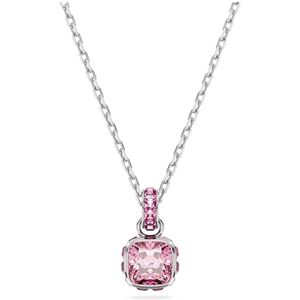 Swarovski Birthstone pendant, Square cut, October, Pink, Rhodium plated Swarovski Birthstone pendant, Square cut, October, Pink, Rhodium plated