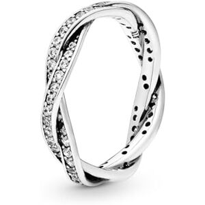 PANDORA Timeless Women's Sterling Silver Twisted Lines Cubic Zirconia Ring, Size 56, No Box PANDORA Timeless Women's Sterling Silver Twisted Lines Cubic Zirconia Ring, Size 56, No Box