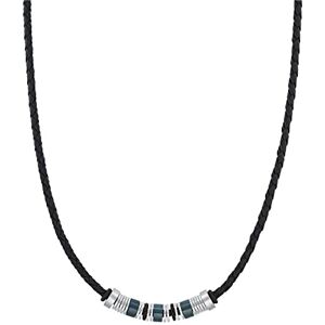 s.Oliver Necklace Stainless Steel Leather Men's Necklace, 45+5 cm, Bicolor, comes in Jewelry Gift box s.Oliver Necklace Stainless Steel Leather Men's Necklace, 45+5 cm, Bicolor, comes in Jewelry Gift box