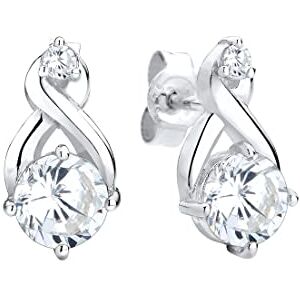 Elli Women's Earrings Crystal Stud Earrings 925 Silver Cushion Brilliant Cut Cubic Zirconia Infinity White 0312951514 Elli Women's Earrings Crystal Stud Earrings 925 Silver Cushion Brilliant Cut Cubic Zirconia Infinity White 0312951514