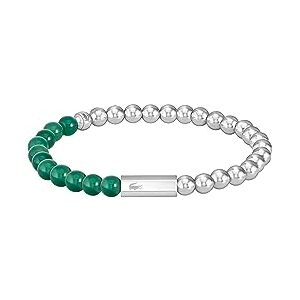 Lacoste Men's SCOTTIE Collection Beaded Bracelet in Stainless Steel and Green Jade 2040245 Lacoste Men's SCOTTIE Collection Beaded Bracelet in Stainless Steel and Green Jade 2040245