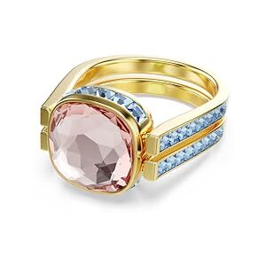 Swarovski Chroma ring, Cushion cut, Multicolored, Gold-tone plated Swarovski Chroma ring, Cushion cut, Multicolored, Gold-tone plated