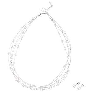 Elli Women's 925 Sterling Silver Semi-Baroque Freshwater Pearl Necklace of Length 45 cm with Stud Earrings 0907871511_43 Elli Women's 925 Sterling Silver Semi-Baroque Freshwater Pearl Necklace of Length 45 cm with Stud Earrings 0907871511_43