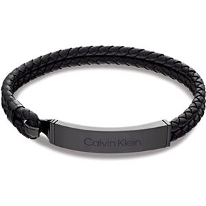 Calvin Klein Men's CK ICONIC FOR HIM Collection Braided Leather Bracelet Black 35000406 Calvin Klein Men's CK ICONIC FOR HIM Collection Braided Leather Bracelet Black 35000406