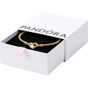 PANDORA Moments Studded chain 14k gold-plated bracelet with heart clasp, 21 PANDORA Moments Studded chain 14k gold-plated bracelet with heart clasp, 21
