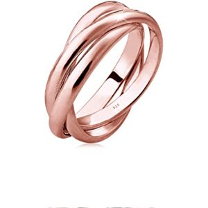 Elli Women's 925 Sterling Silver Rose Gold Trio Basic Blogger Wrap Ring, Size P Elli Women's 925 Sterling Silver Rose Gold Trio Basic Blogger Wrap Ring, Size P