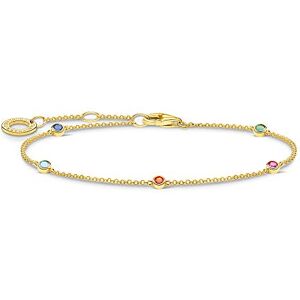 Thomas Sabo Coloured Stones Gold 925 Sterling Silver Bracelet of Length 16-19cm Thomas Sabo Coloured Stones Gold 925 Sterling Silver Bracelet of Length 16-19cm