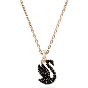 Swarovski Swan pendant, Swan, Small, Black, Rose gold-tone plated Swarovski Swan pendant, Swan, Small, Black, Rose gold-tone plated