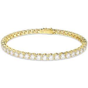 Swarovski Matrix Tennis bracelet, Round cut, White, Gold-tone plated Swarovski Matrix Tennis bracelet, Round cut, White, Gold-tone plated