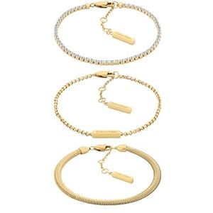 Calvin Klein Women's CK TRIO Collection Set of 3 Bracelets in Yellow Gold Embellished with Crystals 35000797 Calvin Klein Women's CK TRIO Collection Set of 3 Bracelets in Yellow Gold Embellished with Crystals 35000797