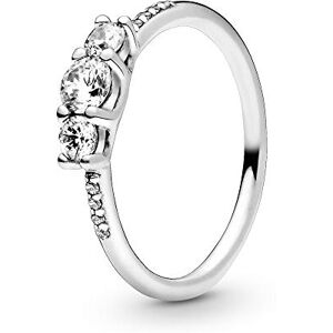 PANDORA Timeless Women's Sterling Silver Clear Three-Stone Ring, Size 48, No Box PANDORA Timeless Women's Sterling Silver Clear Three-Stone Ring, Size 48, No Box