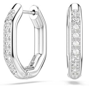 Swarovski Dextera Hoop earrings, Octagon shape, White, Rhodium plated Swarovski Dextera Hoop earrings, Octagon shape, White, Rhodium plated
