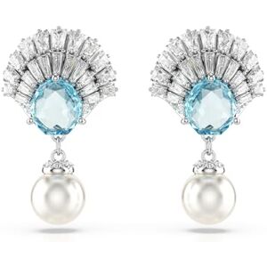 Swarovski Idyllia drop earrings, Shell, Blue, Rhodium plated Swarovski Idyllia drop earrings, Shell, Blue, Rhodium plated