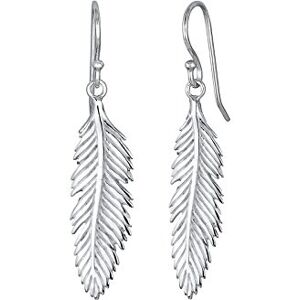 Elli Women's 925 Sterling Silver Xilion Cut Round Feather Earrings Elli Women's 925 Sterling Silver Xilion Cut Round Feather Earrings