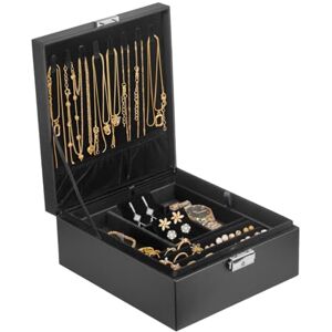Prestige & Fancy Large Jewelry Organizer Box 2 Layer Jewelry Box for Earrings, Necklaces, Rings, Bracelets and Accessories Elegant Alligator-Style PU Leather Jewelry Holder Organizer Box Black Prestige & Fancy Large Jewelry Organizer Box 2 Layer Jewelry Box for Earrings, Necklaces, Rings, Bracelets and Accessories Elegant Alligator-Style PU Leather Jewelry Holder Organizer Box Black