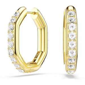 Swarovski Dextera Medium Octagon Hoop Earrings, Clear Round-Cut Crystals in a Gold-Tone Finished Setting, Part of the Dextera Collection Swarovski Dextera Medium Octagon Hoop Earrings, Clear Round-Cut Crystals in a Gold-Tone Finished Setting, Part of the Dextera Collection