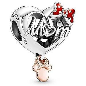 PANDORA Disney Minnie Mouse mom heart sterling silver and 14k rose gold-plated charm with red enamel PANDORA Disney Minnie Mouse mom heart sterling silver and 14k rose gold-plated charm with red enamel