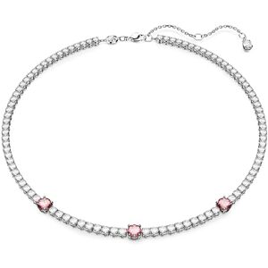 Swarovski Matrix Tennis Necklace, Pink and White Round-Cut Stones in a Rhodium Plated Setting, from the Matrix Collection Swarovski Matrix Tennis Necklace, Pink and White Round-Cut Stones in a Rhodium Plated Setting, from the Matrix Collection