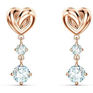 Swarovski Lifelong Heart drop earrings, Heart, White, Rose gold-tone plated Swarovski Lifelong Heart drop earrings, Heart, White, Rose gold-tone plated
