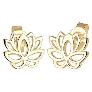 Elli Women's 925 Sterling Silver Gold Plated Xilion Cut Lotus Flower Earrings Elli Women's 925 Sterling Silver Gold Plated Xilion Cut Lotus Flower Earrings