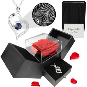 TANNESS Preserved Real Roses Gifts for Her Gift Box, Necklace w/ 'I Love You' in 100 Languages Mom, Eternal Rose, Forever Rose for Mum, Presents for Women, Necklace Box TANNESS Preserved Real Roses Gifts for Her Gift Box, Necklace w/ 'I Love You' in 100 Languages Mom, Eternal Rose, Forever Rose for Mum, Presents for Women, Necklace Box