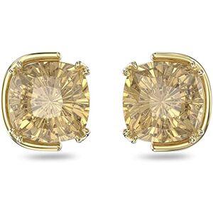 Swarovski Harmonia Stud Earrings, Oversized Yellow Cushion Cut Earrings, Gold Tone Plated Setting, from the Harmonia Collection Swarovski Harmonia Stud Earrings, Oversized Yellow Cushion Cut Earrings, Gold Tone Plated Setting, from the Harmonia Collection
