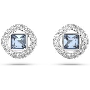 Swarovski Angelic stud earrings, Square cut, Blue, Rhodium plated Swarovski Angelic stud earrings, Square cut, Blue, Rhodium plated