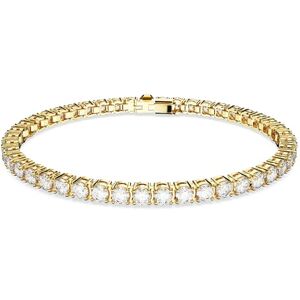 Swarovski Matrix Tennis bracelet, Round cut, White, Gold-tone plated, M Swarovski Matrix Tennis bracelet, Round cut, White, Gold-tone plated, M