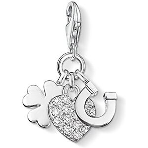 Thomas Sabo Women Charm Pendant Lucky Heart Horseshoe Cloverleaf Charm Club 925 Sterling Silver 0870-051-14 Thomas Sabo Women Charm Pendant Lucky Heart Horseshoe Cloverleaf Charm Club 925 Sterling Silver 0870-051-14