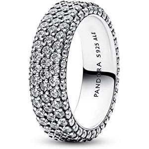 PANDORA Timeless Sterling silver Pavé Triple-row ring with clear cubic zirconia, 54 PANDORA Timeless Sterling silver Pavé Triple-row ring with clear cubic zirconia, 54