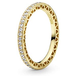 PANDORA Signature Hearts of 14k gold-plated with clear cubic zirconia ring, 58 PANDORA Signature Hearts of 14k gold-plated with clear cubic zirconia ring, 58