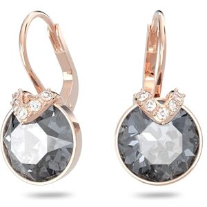 Swarovski Bella Drop Pierced Earrings, with Grey Crystals, Rose-Gold Tone Plated Setting and Clear Crystal Pavé, a Part of the Bella Collection Swarovski Bella Drop Pierced Earrings, with Grey Crystals, Rose-Gold Tone Plated Setting and Clear Crystal Pavé, a Part of the Bella Collection